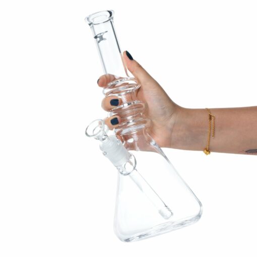 Shop Solid Glass 12in Triple Ring Beaker Bong in australian